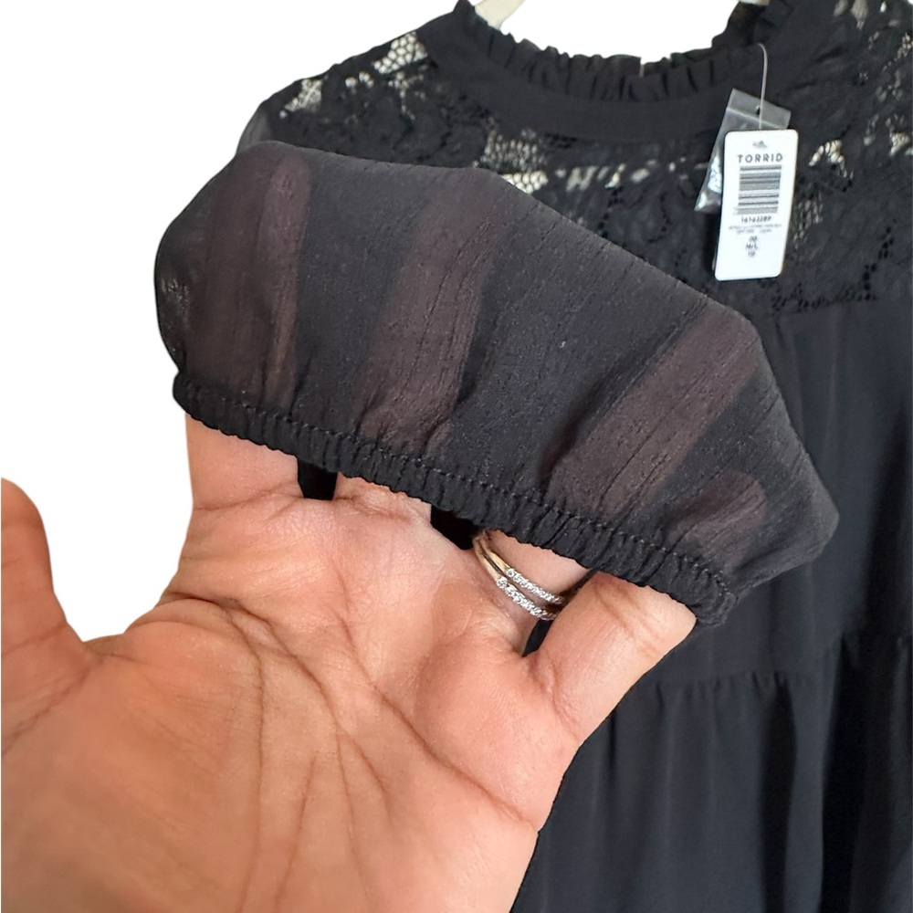 Torrid Lace with Chiffon Overlay Blouse NWT - Picture 9 of 12